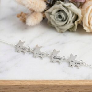 Pulsera Personalizada "Siluetas de Mascotas" en Plata de Ley - Imagen 1