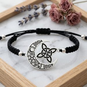 Pulsera Amulet "Luna Creciente Wicca y Nudo Celta" - Imagen 1